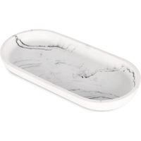 Tray - Oval - 22.5 cm - White - Bathroom Vanity Countertop Kitchen Sink Organizer - For Perfume Soap Candles Jewelry - 1 Piece