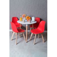 Conjuntos de mesa y sillas - Conjunto Mesa Tower Redonda 80 cm Blanca y Pack 4 Sillas Kelen - Rojo