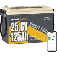24V125Ah Batterie au Lithium LiFePO4 bluetooth 3200Wh étanchéité IP67 Power Queen