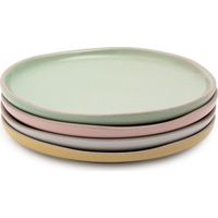 Jamie oliver big love little plates, set aus 4 rosa, weißen, grünen und gelben Beistelltellern aus Steingut, 19cm