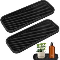 Drain Rack - Silicone Drain Tray - For Kitchen Bathroom Laundry Room Vanity - Black - 2 Pieces