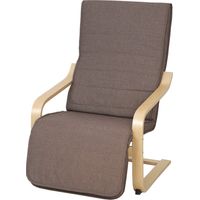 Sillón con Reposapiés Réglable Butaca Tapizada Lino Sintético Marron 66.5x94x100cm