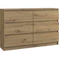 MILAN Contemporary Drawer Dresser 6 drawers bedroom/living room/office 30x120x77 cm Scandinavian style Storage furniture
