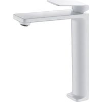 IMEX Miscelatore monocomando per lavabo extra hoch aus mattweißem Messing und Zamak mit 25 mm Keramikkartusche und flexiblen 3-8-Zoll-Schläuchen – Modell Imex-BDF016-5BL