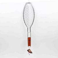 Fischgrill mit Holzgriff, L.13,3 x B.55 Naterial