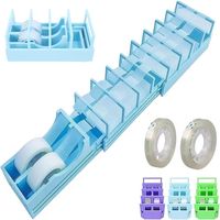 Dévidoir de ruban adhésif double rouleau portable, outil pliable pour couper ruban et papier cadeau, idéal pour les projets de cadeaux et de loisirs créatifs, bleu