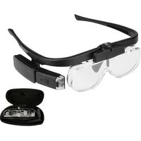 4.5X Magnifying Headset with LED Light Magnifying Glass Head Mounted Jewelry Loupe Magnifier with Mu