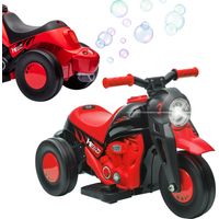 Moto Eléctrica para Niños de +2 Años con Función de Soplar Burbujas Faros Música Velocidad 3 km/h Carga 30 kg Rojo
