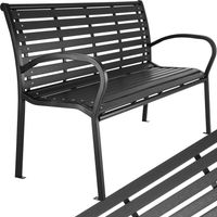 Banc de jardin 3 places 126x62x81,5cm bois naturel laqué et acier noir
