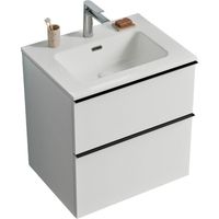 BERNSTEIN - Muebles de baño suspendidos, muebles de cuenca blanca 2 cajones - 5 años Garantía - Mango metal negro - 64x61x47cm - antracita - Lavoa blanco mate, blanco brillante, Negro mate