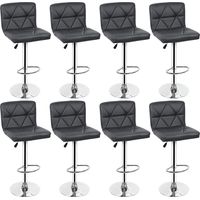 WYCTIN® 8 taburetes de bar giratorios ajustables, con respaldo, PU, gris