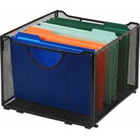 Hanging File Box, Steel Mesh, Stackable With Handles