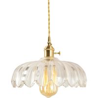 Axhup – Suspension en verre transparent Ø25cm – Abat-jour fleur rétro – Douille E27 – Longueur câble 100cm réglable – Pour cuisine et salle à manger