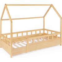Kinderbett Baumhaus 80 x 160 CM NEREE Holz mit Lattenrost und Gitter