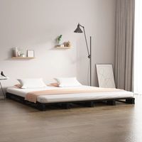 Cama de palets de madera maciza de pino negro 135x190 cm vidaXL
