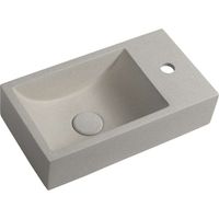 Sapho Small - Lave-mains Crest, 40x22 cm, avec un trou pour robinet à droite, nanocouche, grèse blanc AR413