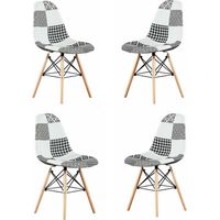 Set of 1/2/4/6 Chrono Patchwork Eiffel Dining Chair - Set of 4 - Multicoloured