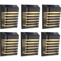 Lot de 6 Appliques Solaires Extérieures avec Motifs Ajourés - Lampe de Clôture et Escalier, 2 Modes (Fixe / Respiration), Noir Étanche IP65
