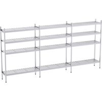 Rayonnage en Acier Inoxydable Linéaires Clayettes Perforées - 4020 à 4950 mm - 4 Niv - P400 - Distform