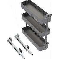 Emuca Portabottiglie laterale estraibile Harmony con chiusura soft, Modulo larghezza 200mm altezza 800mm, Acciaio e Legno, Grigio antracite
