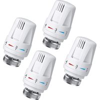 Tigrezy Lot de 4 Tête Thermostatique Connectée Vanne Thermostatique Accessoire, Tete Thermostatique Radiateur, Tête de Remplacement de Vanne de Radiateur pour le Thermostat M30 x 1.5 White