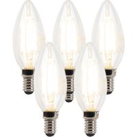 Set of 5 E14 Dimmable LED Candle Bulbs B35 Clear 3W 250LM 2700K