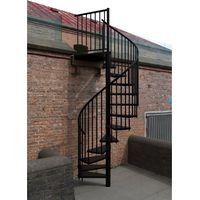 Minka Außenspindeltreppe Rondo Zink Color 38 - 305,5cm Geschosshöhe Schwarz 180cm Durchmesser