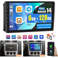 Autoradio GPS Android 14 9" DAB+ 6+128 Go pour Ford Transit, Bus, S-Max, Focus, Kuga, 4G, navigation GPS et Wi-Fi - 6+128G DAB+