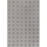 Tapis salon 200 x 280 cm, motif géométrique, gris, blanc, structure graphique et dense, pliable pour rangement facile, originalité contemporaine