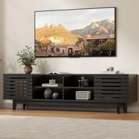 Meuble TV avec Prise Électrique Intégrée, Meuble Bas pour Téléviseur jusqu’à 65 Pouces, Meuble Télé pour Salon, Salle à Manger, Chambre, Noir