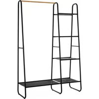 Porte-manteau - JUANIO - 100,5x39x151 cm - Noir - 4 étagères PVC - Tube 16/20 mm