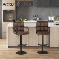 WOLTU 2X bar stools chairs Breakfast stools Kitchen PU Leather Adjustable Swivel Dark Brown