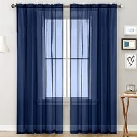 Sheer Curtains Living Room Rod Pocket Window Curtain Panels Bedroom Semi Sheer Voile Curtains White