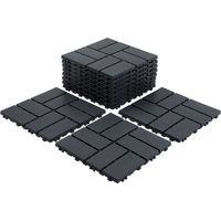 TolleTour Lot de 110 dalles de terrasse 10 m², 30 x 30 cm 8 Lattes, dalles en plastique, Dalles clipsables anthracite