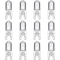 12er-Pack G9 Halogenlampe 40W 230V Dimmbar 0-100%, 480LM, Warmweiß 2700K, G9 Bi-Pin Sockel Halogenlampe, Flimmerfrei, für Ofen, Kronleuchter, Landschaftslampen, Schrankbeleuchtung