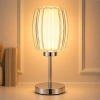 Tischleuchte Beistelllampe Leselampe verchromt Acryl Glas Wippschalter H 40 cm