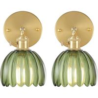 2PCS Retro Wall Light , Indoor Vintage Wall Lamp , Modern Wall Lights Glass Lampshade, Adjustable Angle, Green