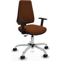 Elche CP similpiel marrón brazos 1D base cromada ruedas nailon 65mm