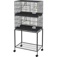 Gabbia per Uccelli in Acciaio e PP Impilato con Posatoi Altalene Scalette 77x46x164 cm Nero