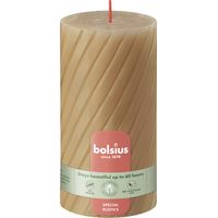 Bolsius Stumpenkerze Rustik geriffelt Ø 6,8 x 13 cm haferbeige Stumpenkerze