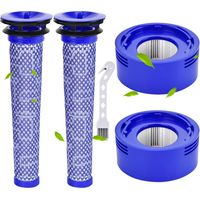 Filtri V7 V8 per aspirapolvere Dyson V7 V8 SV10 SV11 Animal Plus Extra Absolute Motorhead Fluffy, 2 post-filtri HEPA e 2 pre-filtri, sostituiscono i numeri di parte 965661-01 e 967478-01