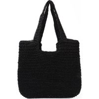 Sac à bandoulière en paille pour femme, grand cabas été plage, sac tressé fait main.