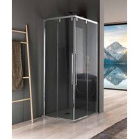 Samo - Paroi de douche d'angle ouverture coulissante 97-99 cm profilé noir mat verre transparent version gauche - Acrux