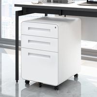 Mobiler Aktenschrank mit 3 Schubladen und Schloss, Metall, weiß