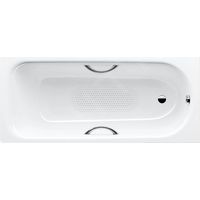 Kaldewei Advantage - Baignoire rectangulaire Saniform Plus Star 345, 160x75 cm, avec trous pour barres de maintien, blanc - baignoire, antidérapante sur toute la surface, effet Perl, trous pour barres