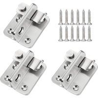 Ensemble de 3 verrous de porte, verrou de porte, verrou de cadenas de porte, levier de verrou de porte, verrou antivol en acier inoxydable avec vis, convient à diverses portes, type à ouverture à gau