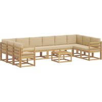 Outdoor Sofa Set 11 pcs White and Beige vidaXL