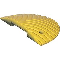 Fahrbahnschwellen, aus wiederaufbereitem Kunststoff, für Passiergeschwindigkeit 20 km/h, Abschlußelement mit Nut, Farbe gelb, BxLxH 200x400x50 mm