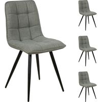 Lot de 4 chaises repas en tissu vert et noir - ALIZO