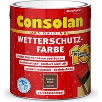 Consolan Wetterschutzfarbe, Deckender Holzschutz für Außen, Dunkelbraun, 2,5 l
